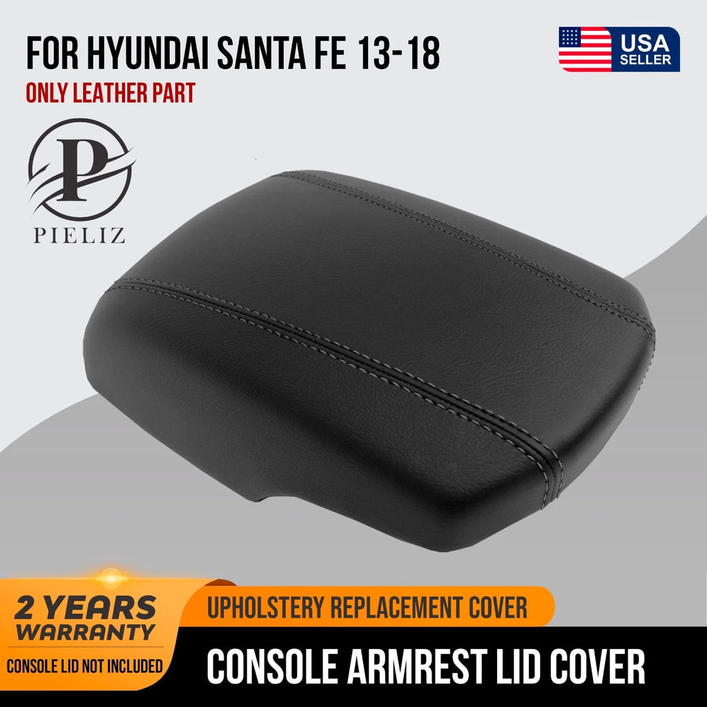 Leather Synthetic Center Console Armrest Cover for Hyundai Santa Fe (2013–2018)