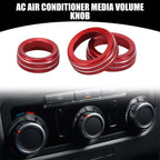 Set of 3 AC Media Volume Switch Knob Cover Rings for Dodge Durango (2021–2023) Red