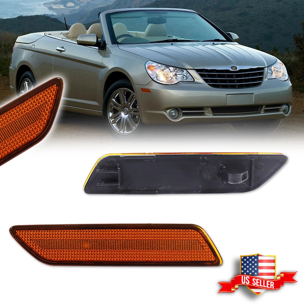 2X Amber Lens Front Side Marker Reflector Lights for Chrysler Sebring (2007–2010)