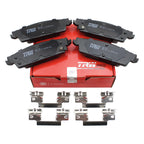 Set of 4 TRW Pro Rear Ceramic Brake Pads with Clips for Cadillac Chevrolet GMC