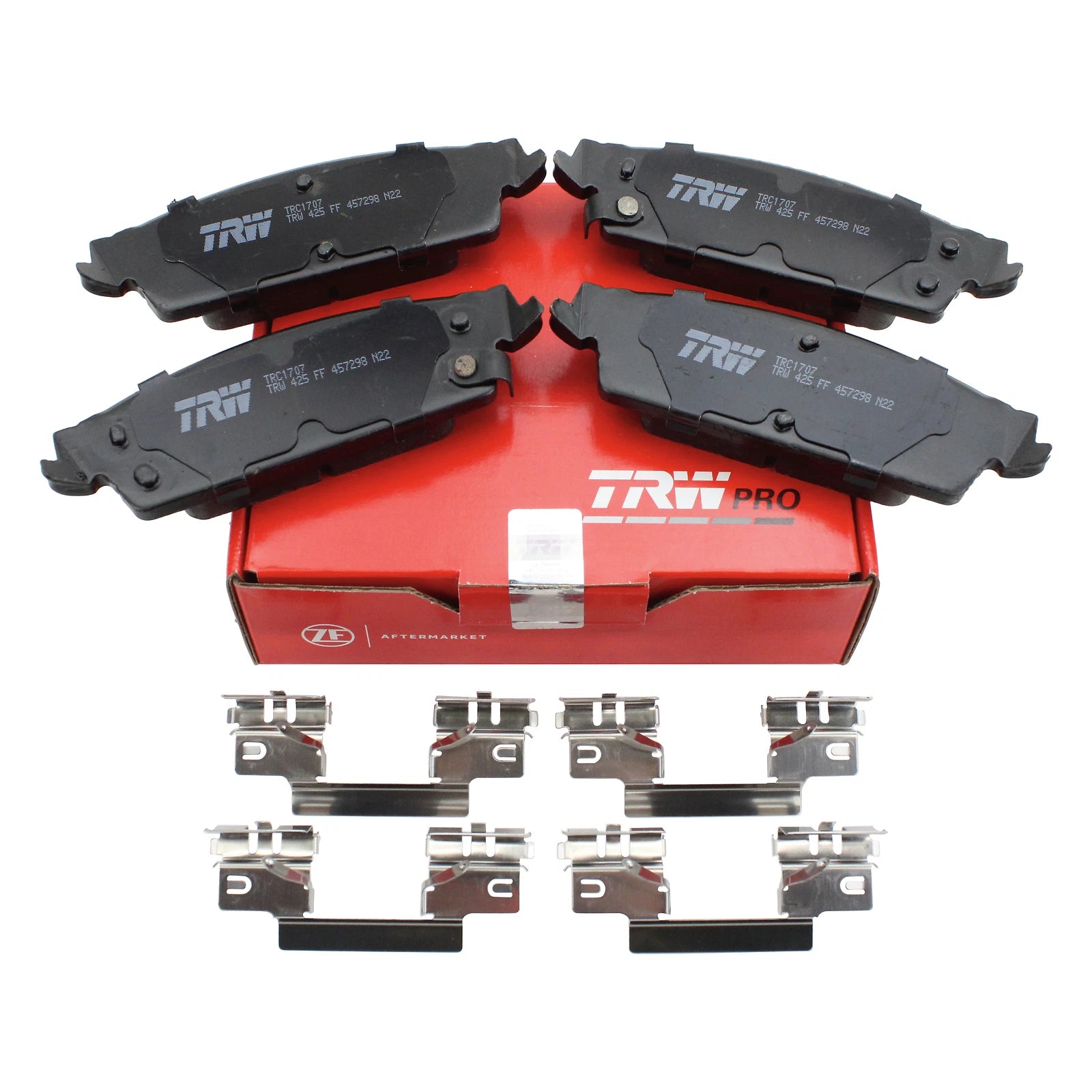 Set of 4 TRW Pro Rear Ceramic Brake Pads with Clips for Cadillac Chevrolet GMC