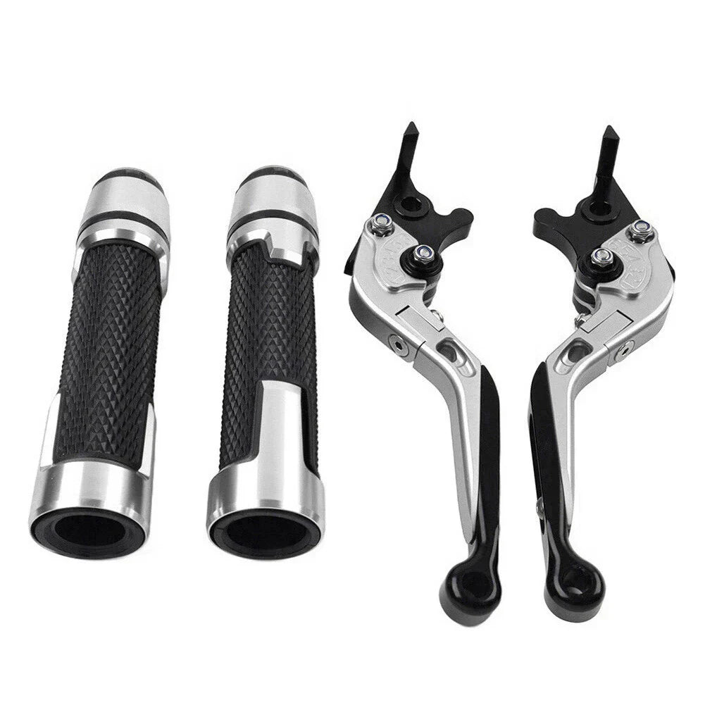 Silver Extendable Brake Clutch Levers & Handlebar Grips for Suzuki GSXR150
