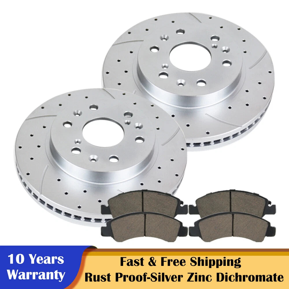 Front Slotted Rotors and Brake Pads for Chevy Silverado GMC Sierra 1500 (2007–2018)