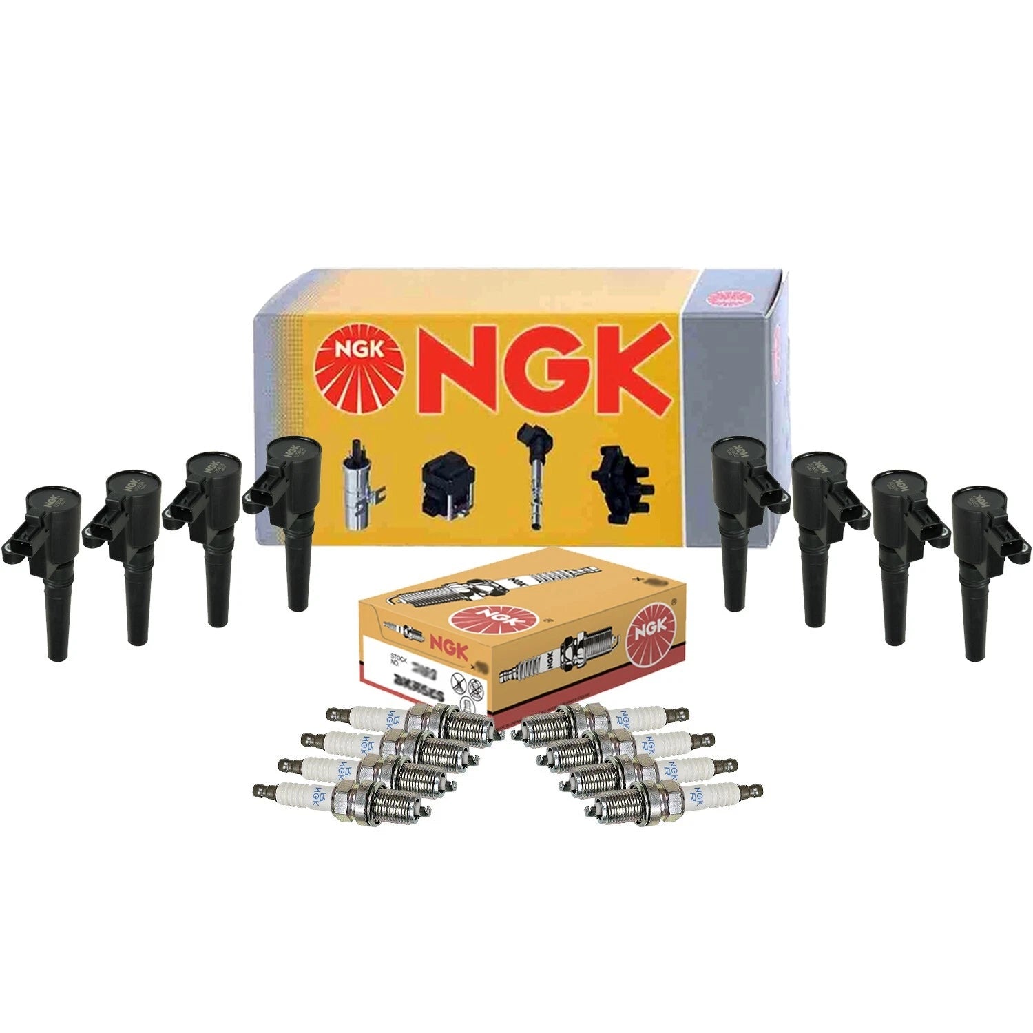 Set of 8 NGK COP Ignition Coils & Spark Plugs for Lincoln LS Thunderbird (2000–2006)
