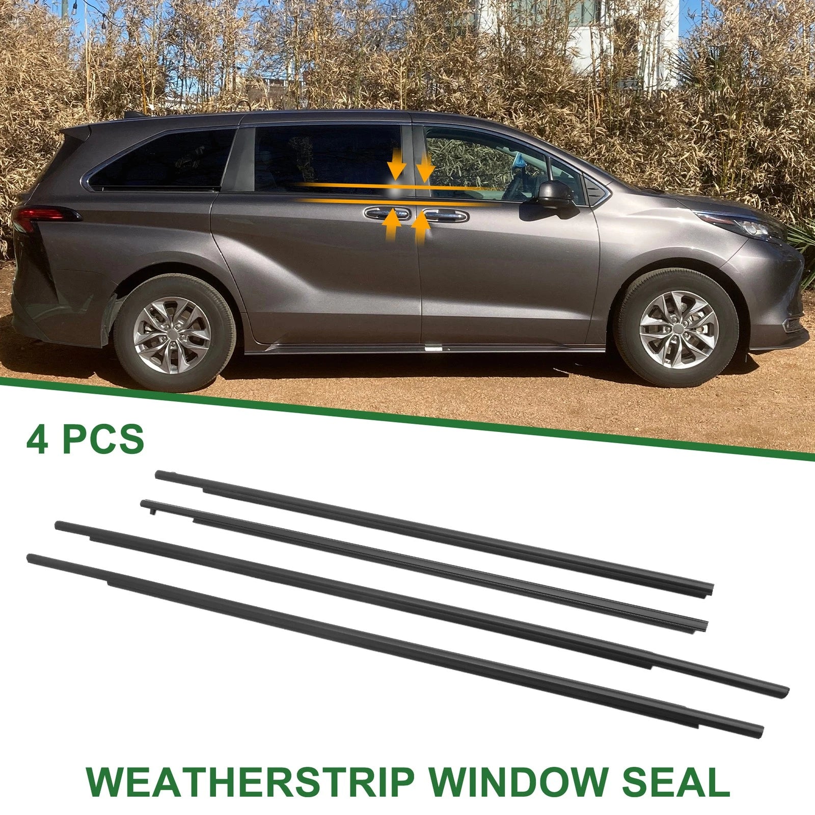 Set of 4 Weatherstrip Window Seal No.6816008020 for Toyota Sienna (2011–2020)
