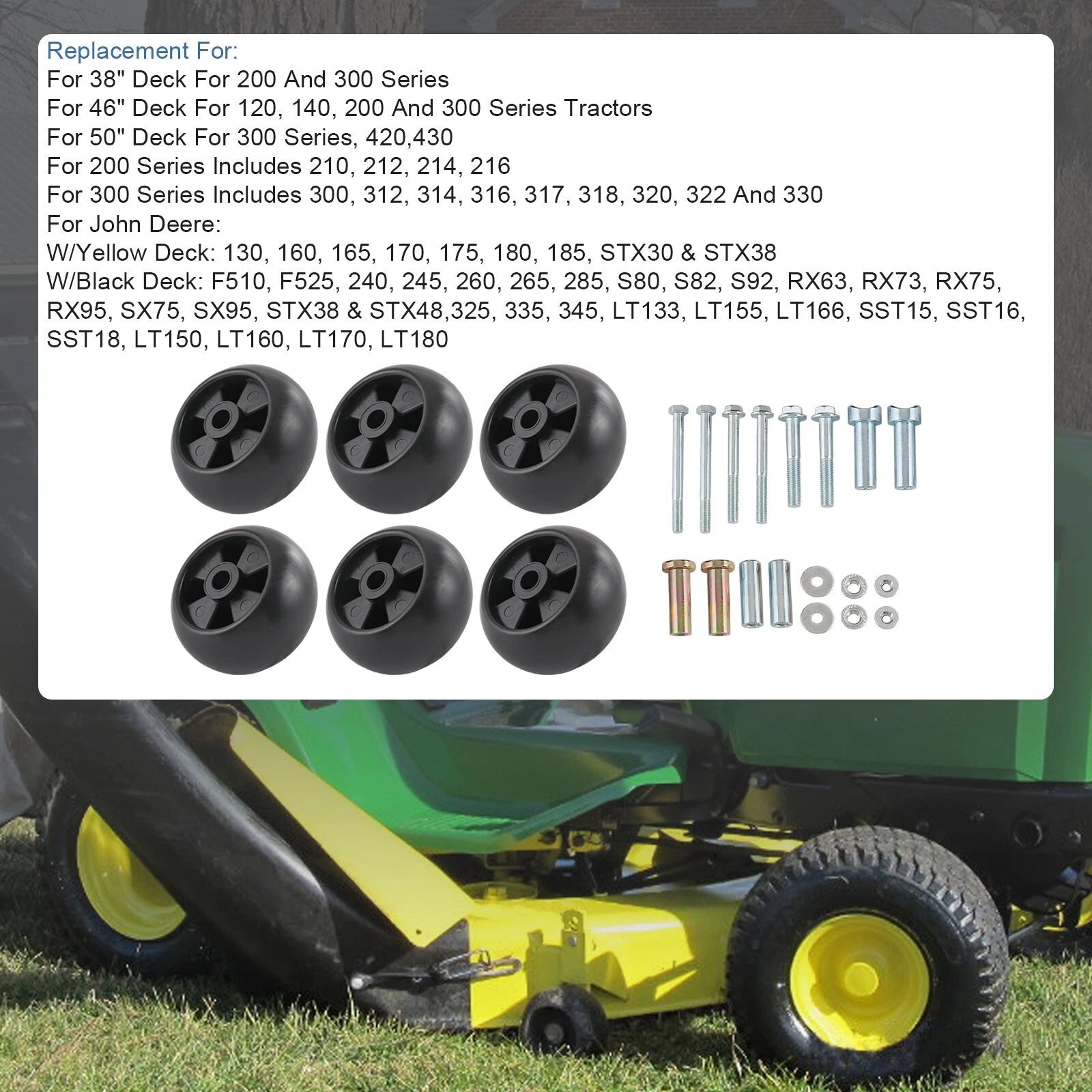 6PK Anti Scalp Deck Wheel Kits for John Deere (Fits Various Models)