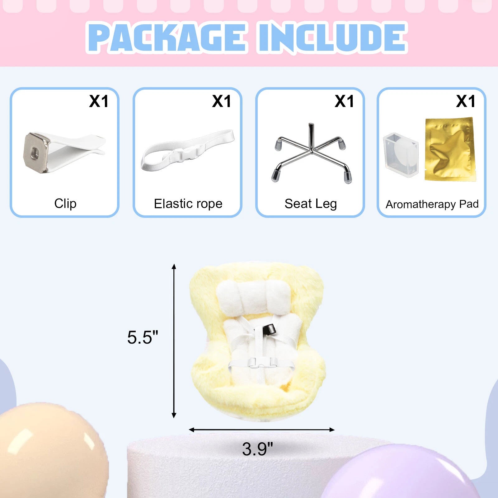 Air Vent Safety Seat Accessory for Plush Dolls for Yellow Mini (-)