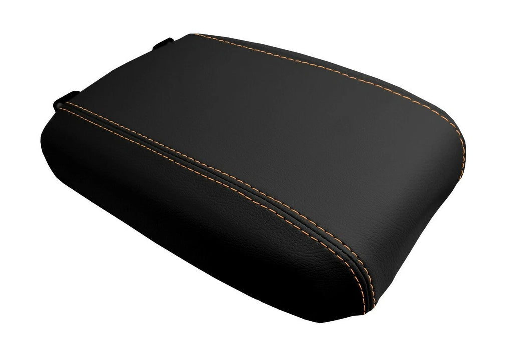 Leather Console Lid Armrest Cover for Toyota Tacoma (2016–2019) Orange Stitch