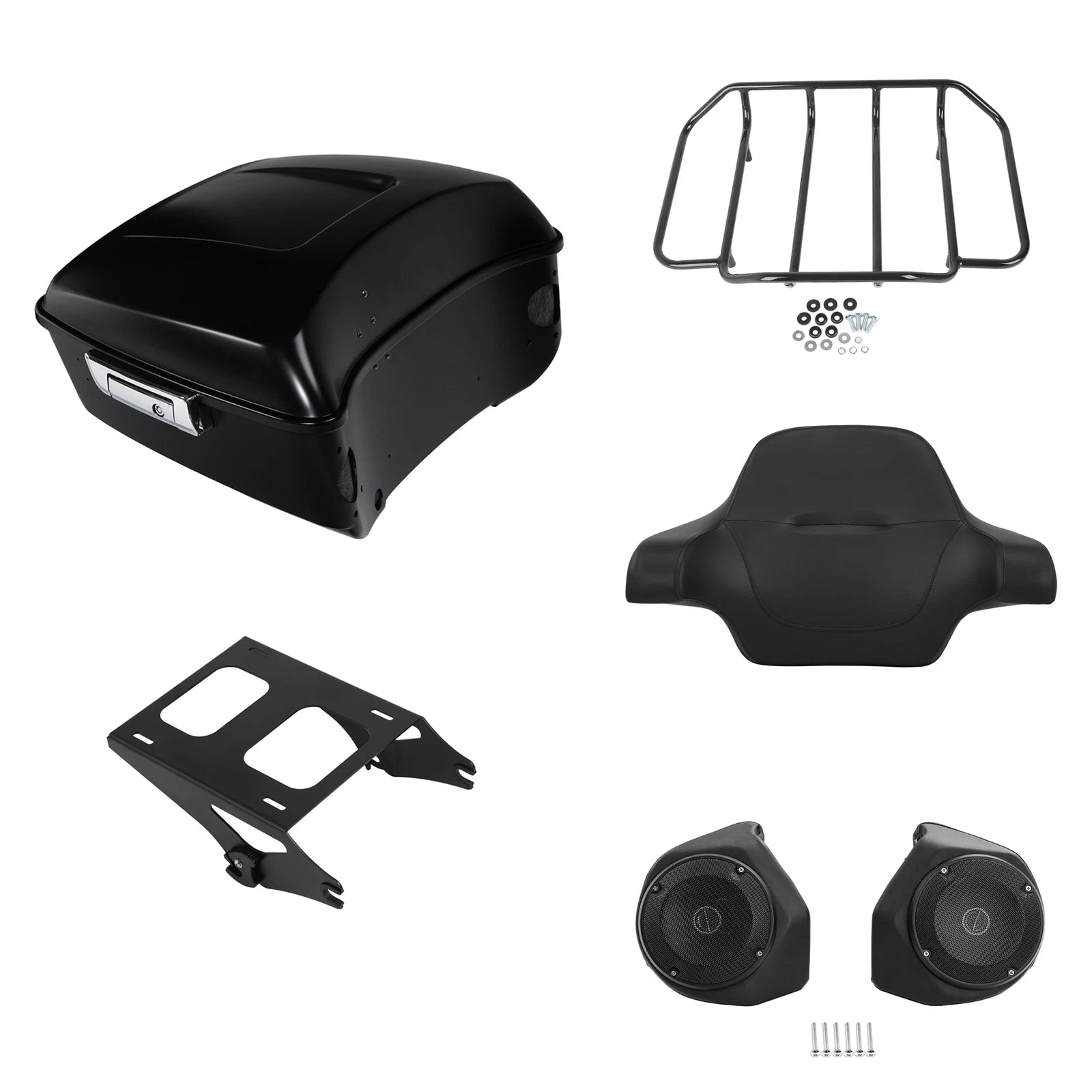 Trunk Pad Rack Speakers for Harley Touring (2014–2026) Black Denim