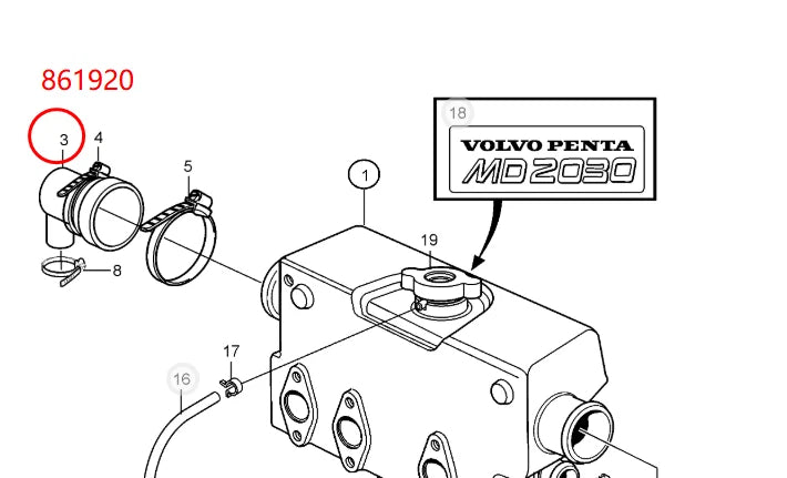 Heat Exchanger End Caps for Volvo Penta MD2030 (861920)