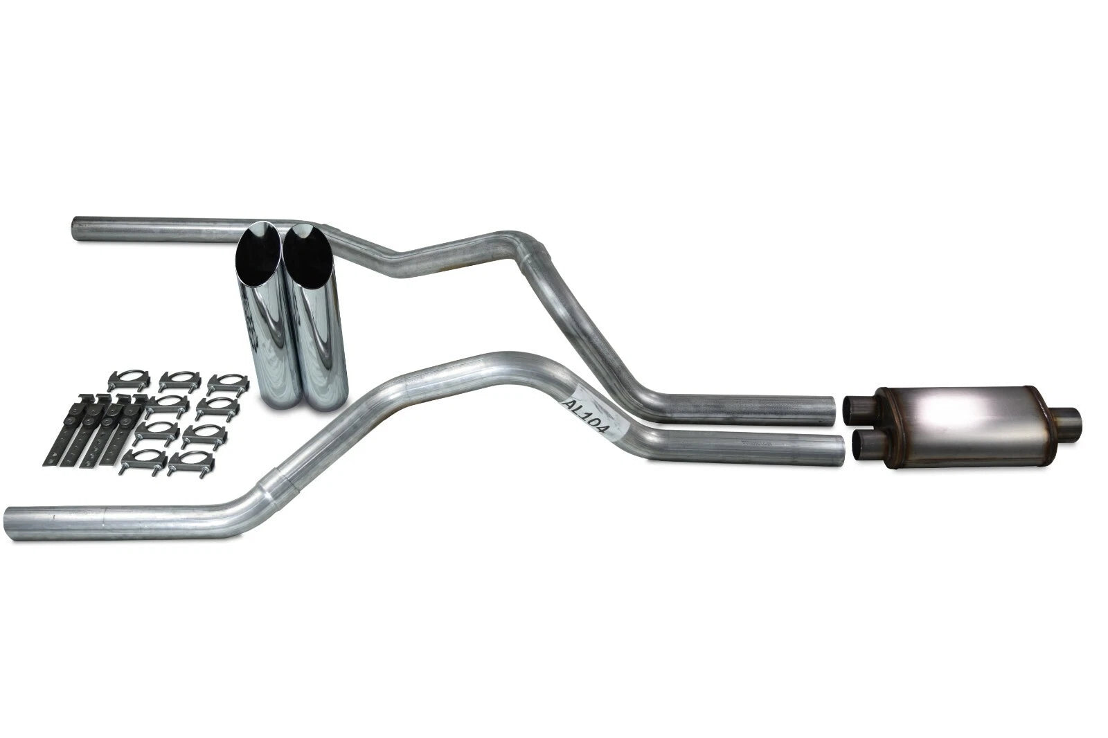 Dual Exhaust Kit for Chevy GMC 1500 Truck (1988–1995) Stainless Muffler Tips
