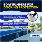 Set of 4 Boat Dock Fenders 6.5x23 White Ribbed Marine Bumpers