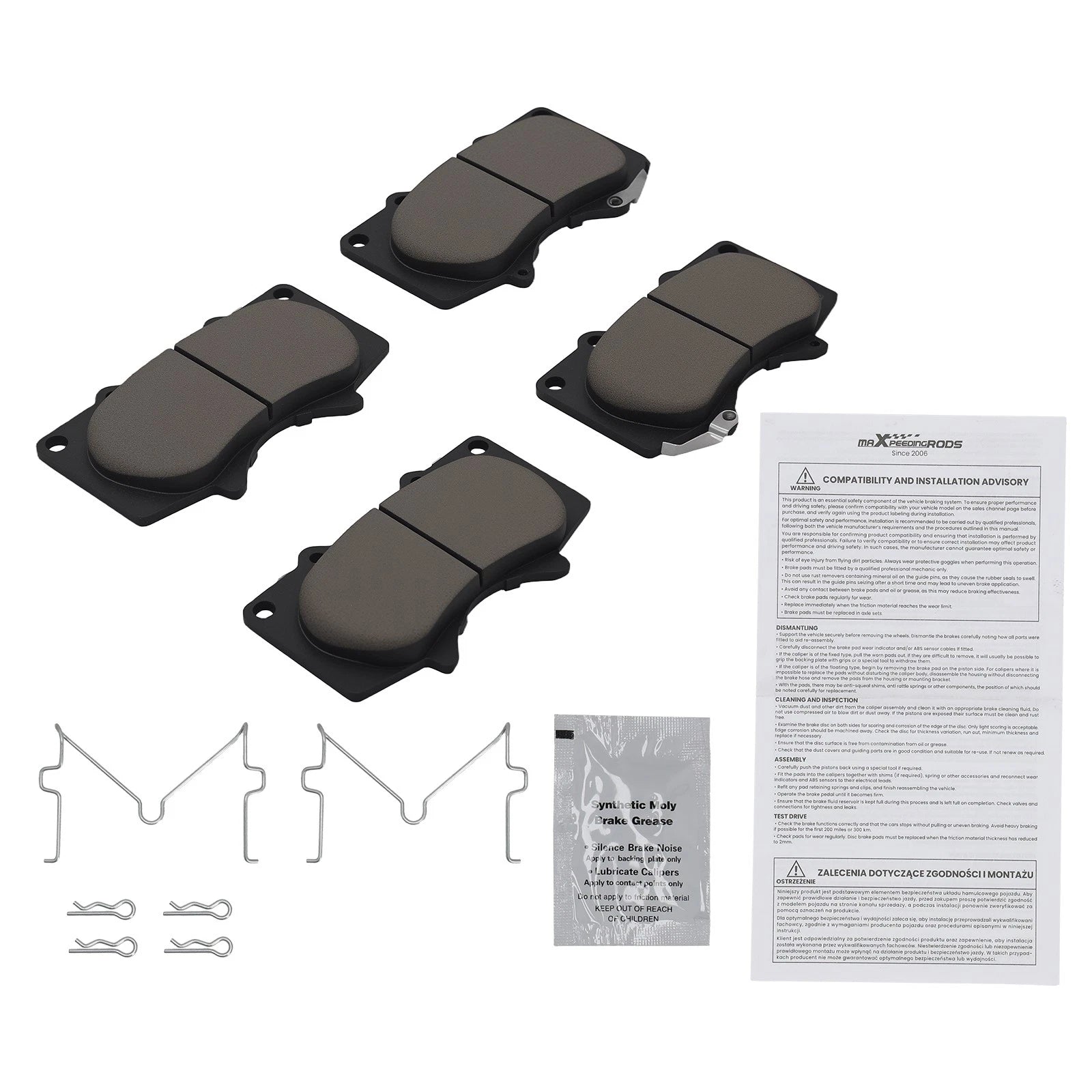 Front Ceramic Brake Pads Set for Toyota Sequoia 2001–2007/Tacoma 2005–2023