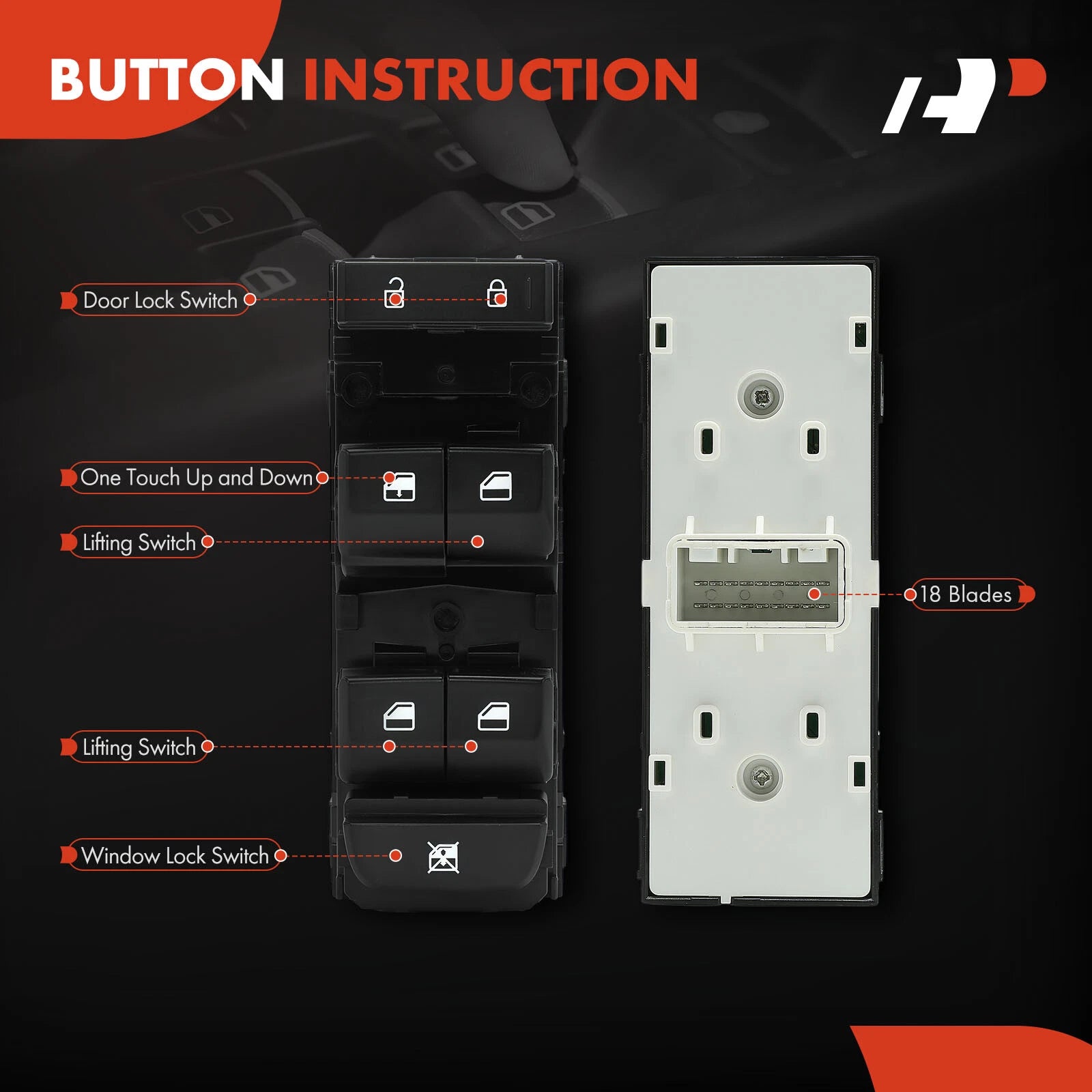 Front Left Power Window Switch for Kia Forte (2019-2024)