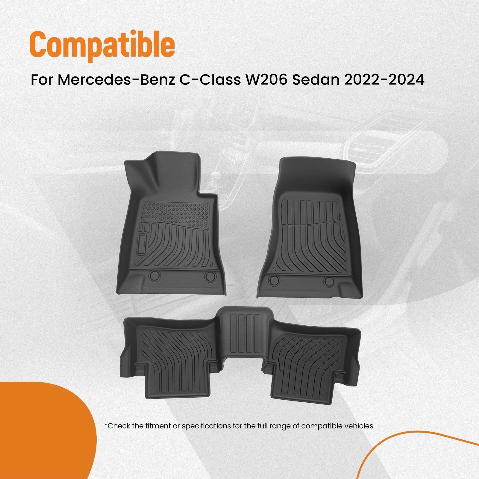 All Weather TPE Floor Mats for Mercedes-Benz C-Class (2022–2024) Black