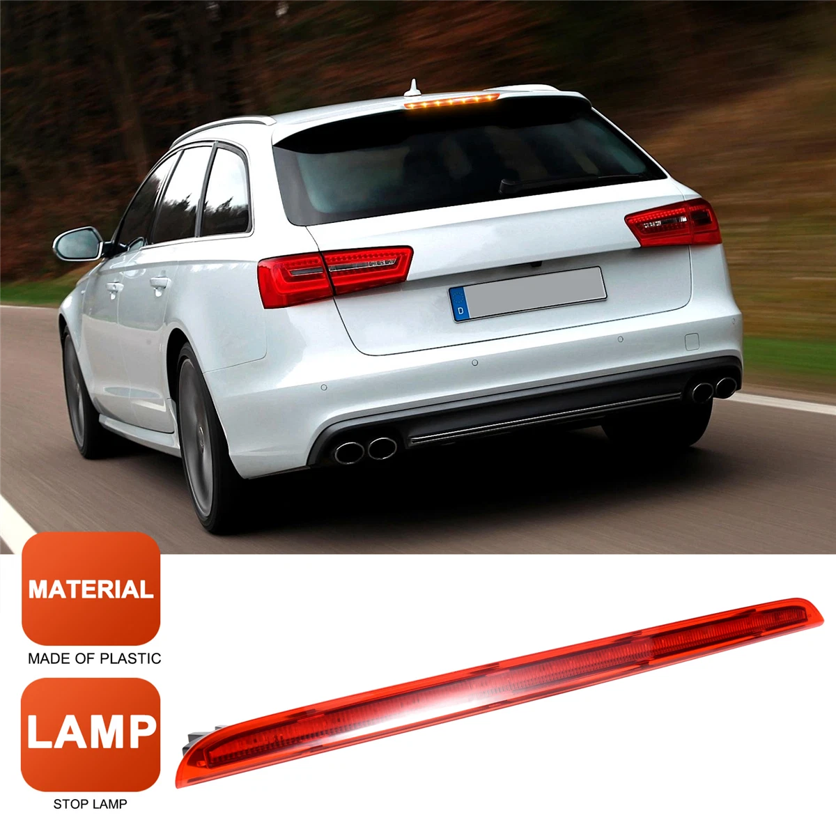 Red Center High Mount 3rd Brake Light for Audi A6 C6 (2005–2011)
