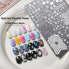 Stainless Steel Nail Art Stamping Plate with Star Moon Patterns 14.5x9.5cm