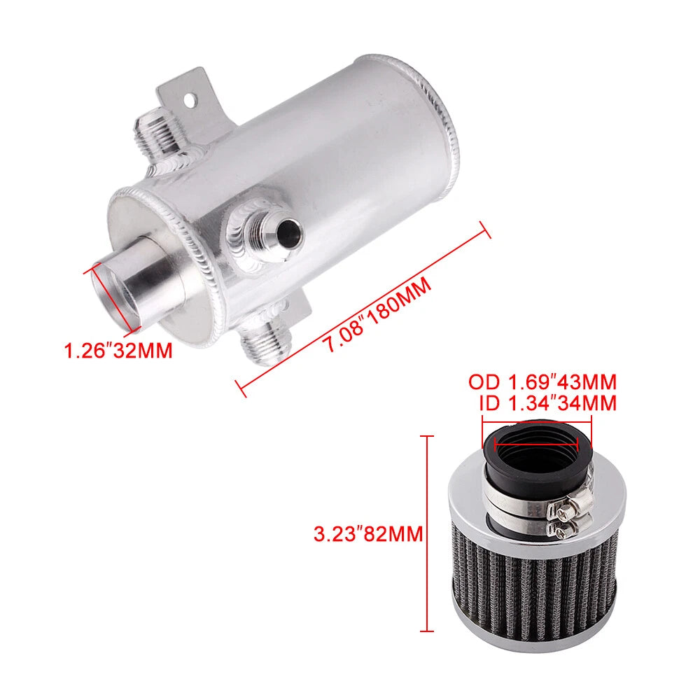 Oil Catch Tank Can for Universal Vehicles (750ml, 3-AN10 Port)
