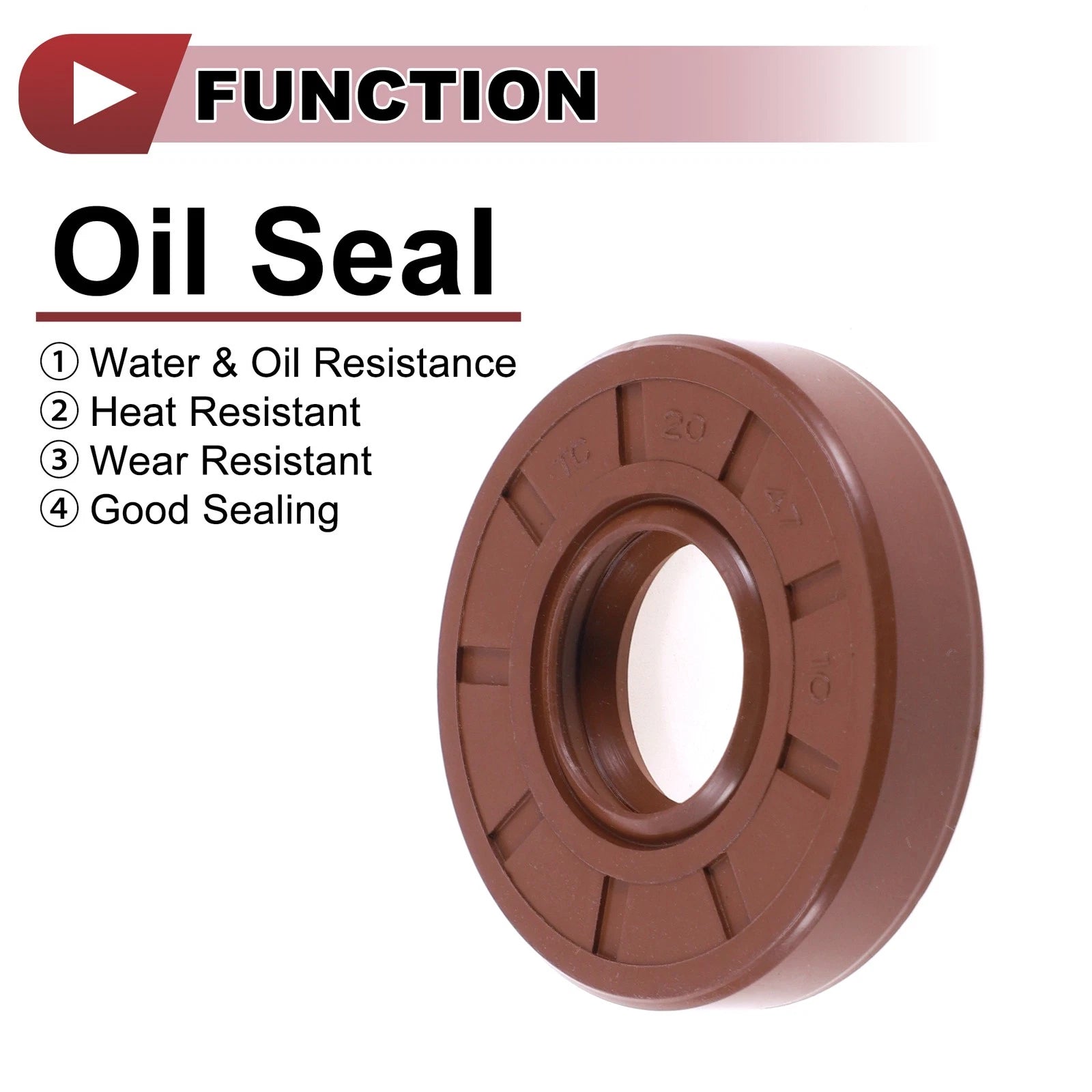 Set of 2 Oil Seal Rotary Shaft Seal FKM Rubber 20x47x10mm for Various Models