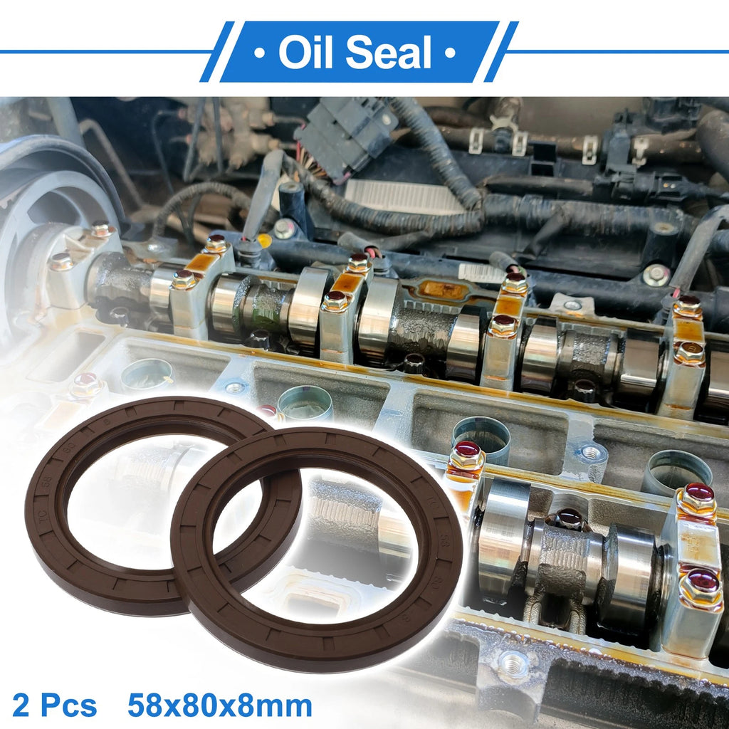 2X Oil Seal Rotary Shaft Seal FKM Rubber 58x80x8mm  