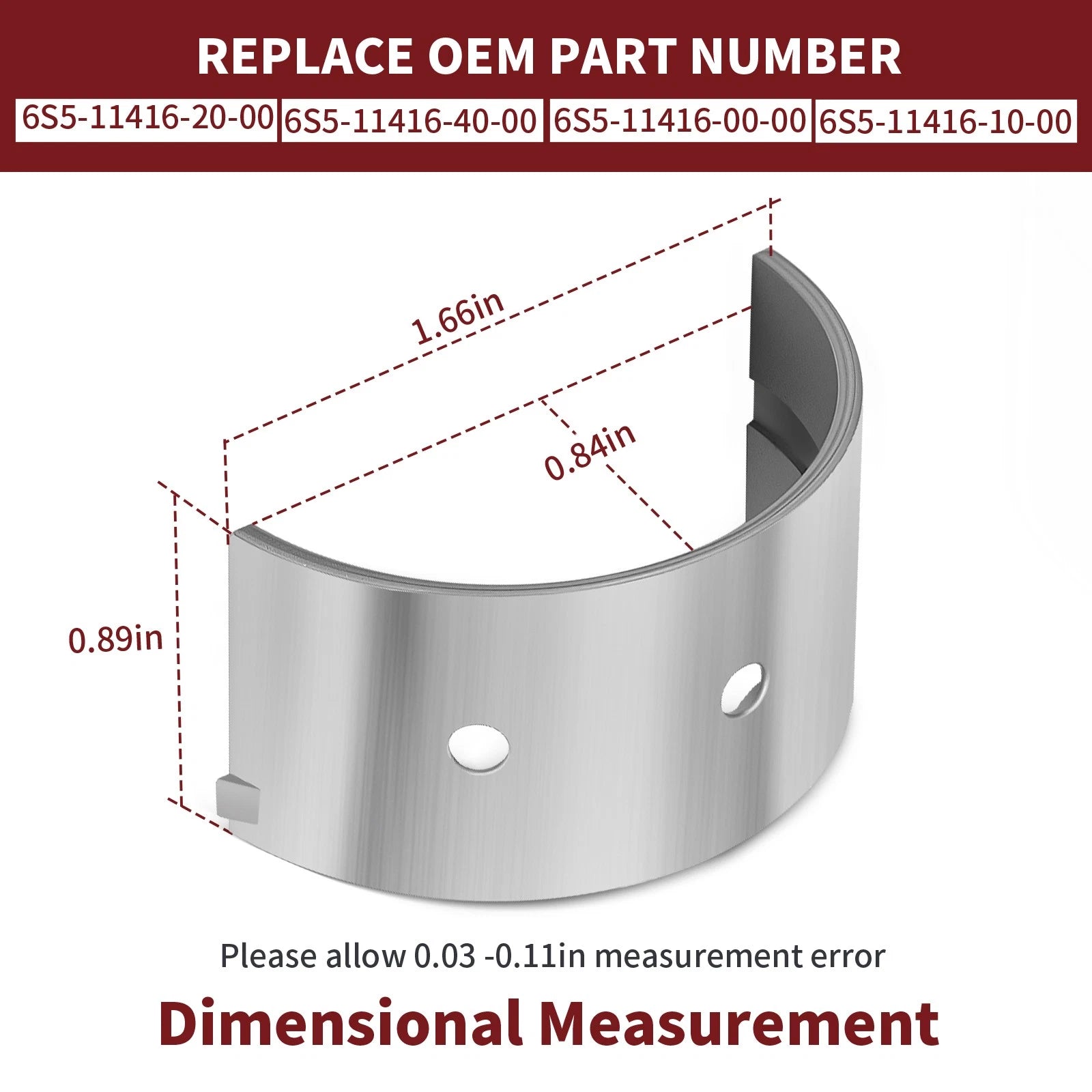 Crankshaft Main Bearing Set of 10 for Yamaha WaveRunner FX Cruiser (1800)