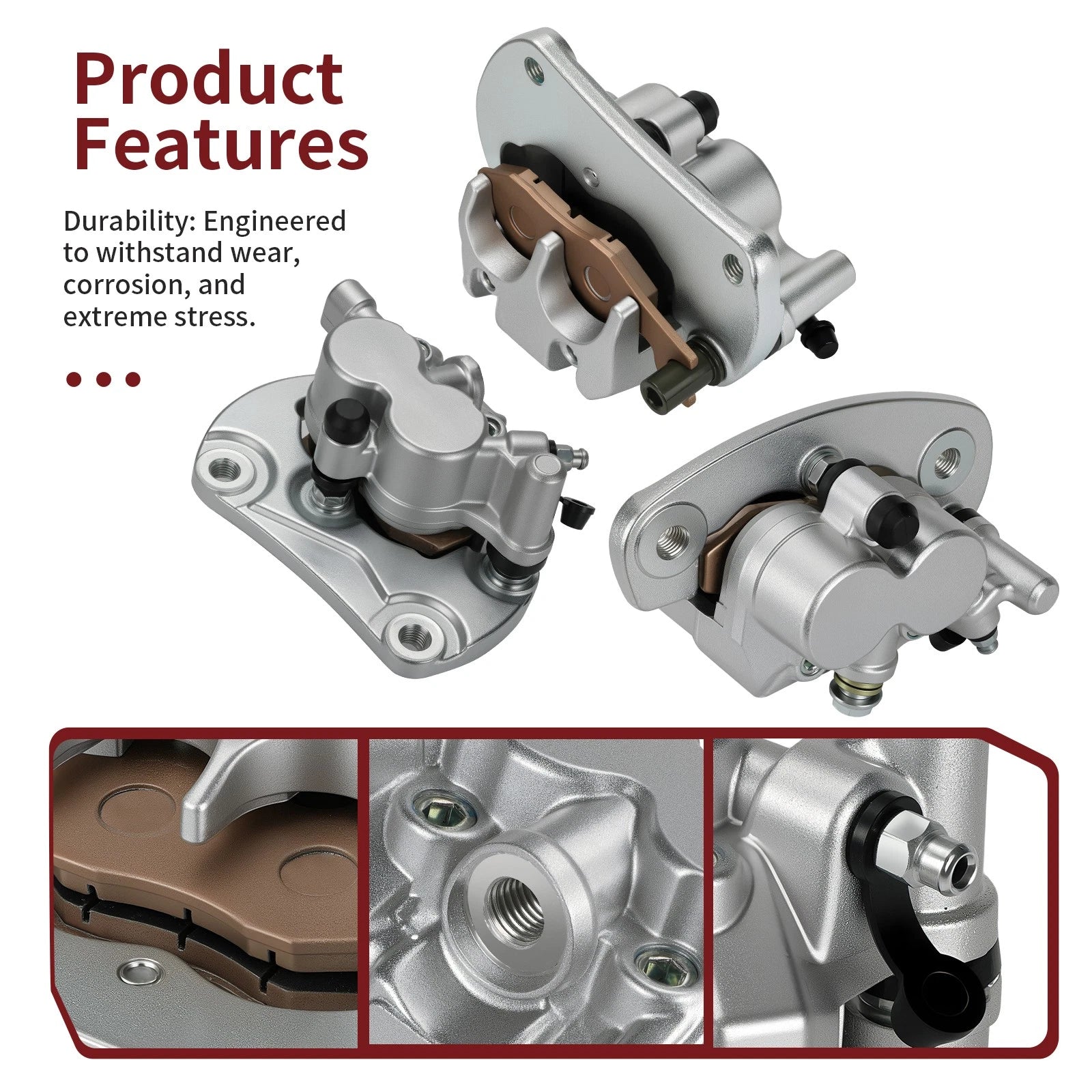 Front & Rear Brake Calipers w/Pads for Can-Am Commander 800 1000 (2011–2021)