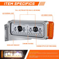 LED Sequential Signal Projector Headlight Chrome for Peterbilt 359 379 389 (1981–2021)