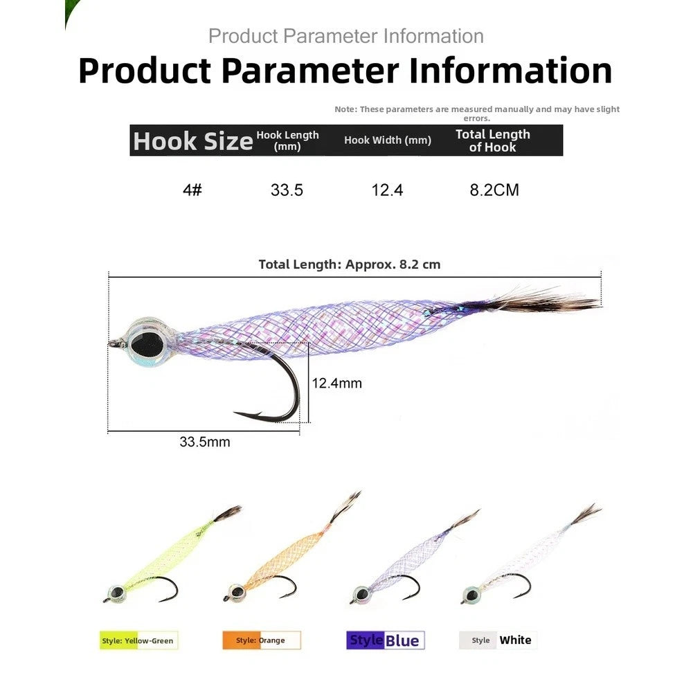 Fly Fishing Lure with Flash Body Tube, Natural Feather Tail, 3D Eyes