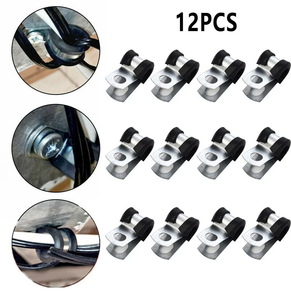4.7mm Brake Pipe Clips 3/16" Lined Metal+Rubber P Clips