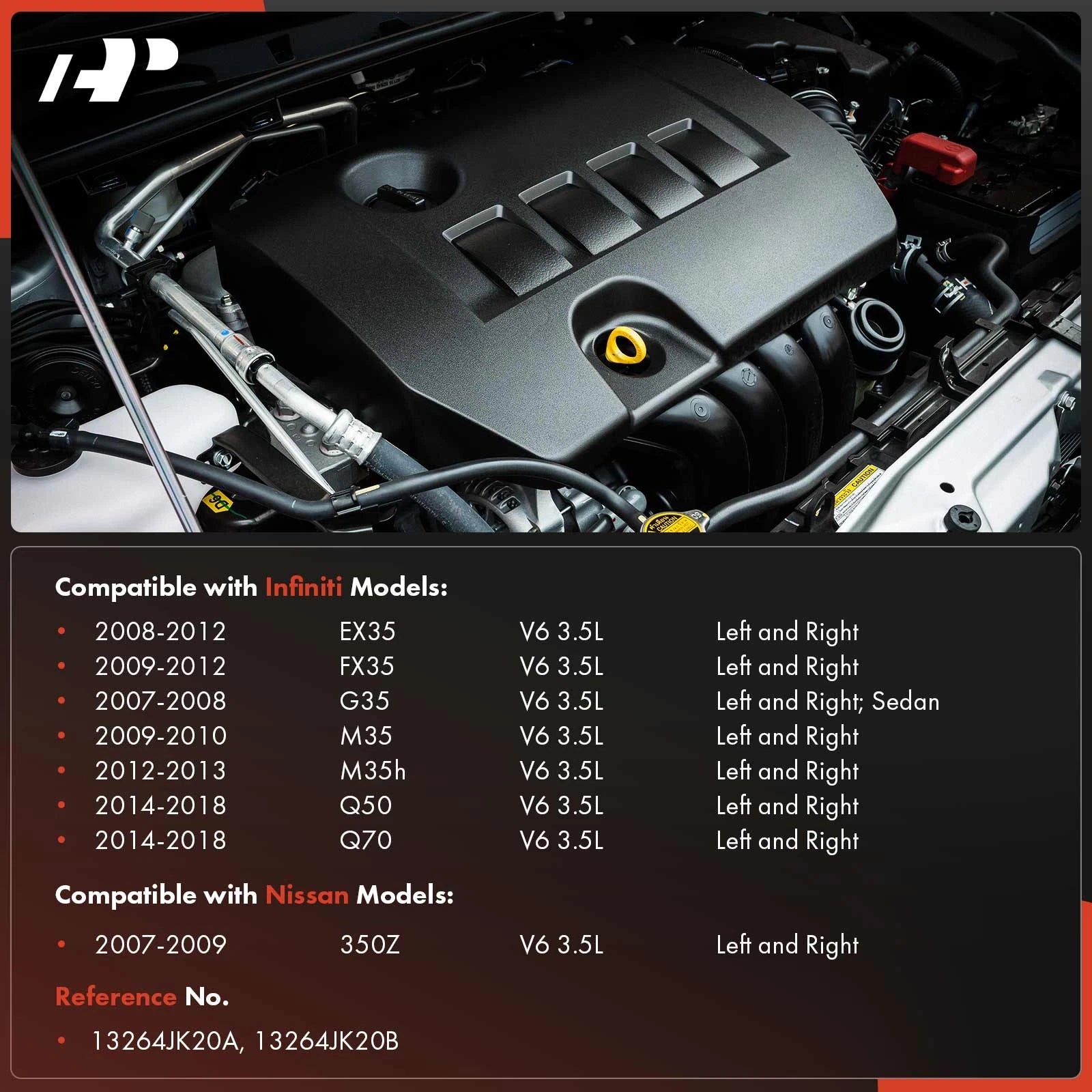 2X Engine Valve Covers for Infiniti Q50 Q70 (2014–2018) 3.5L