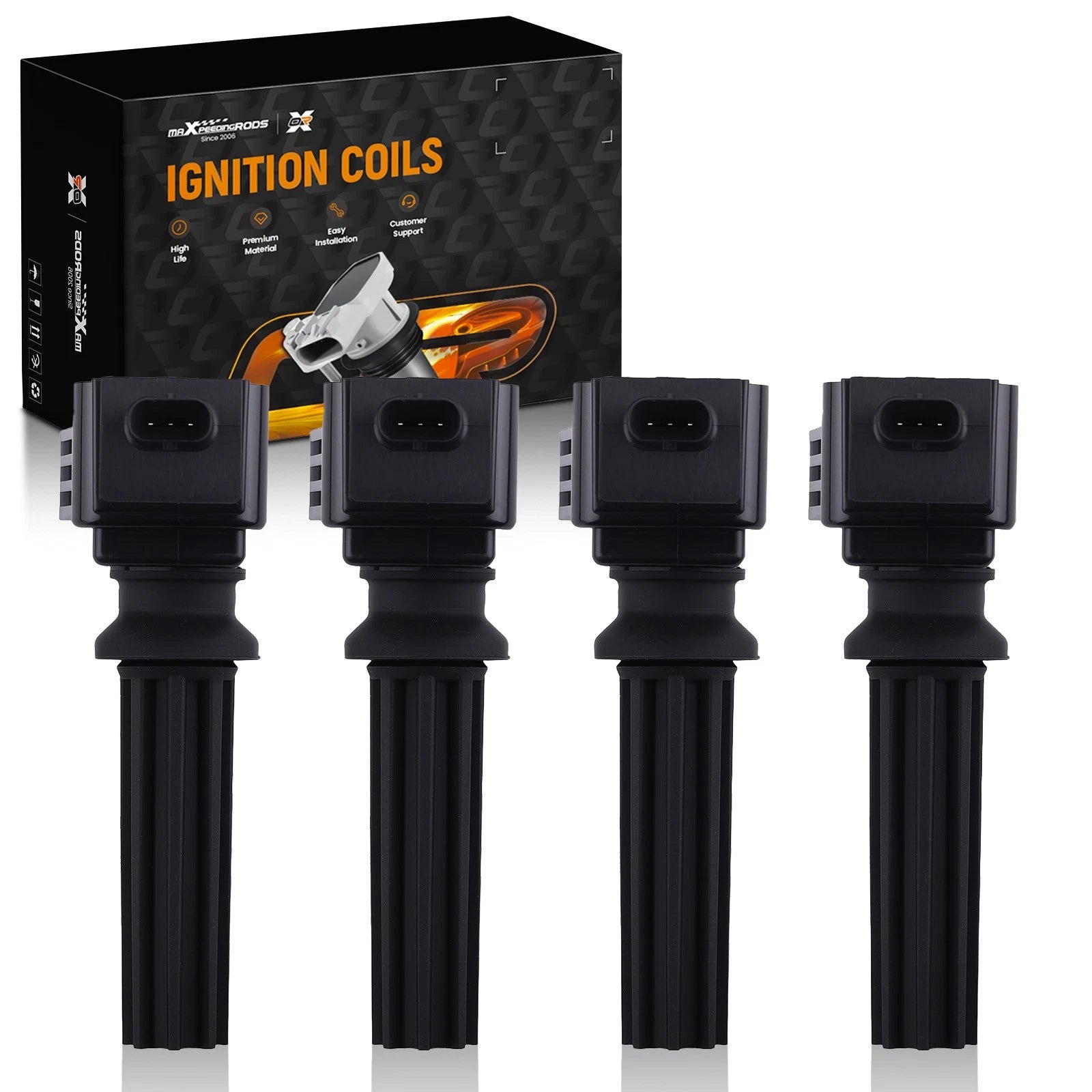 Set of 4 Ignition Coils for Ford Focus Fusion Mustang Lincoln MKC (2013–2019)