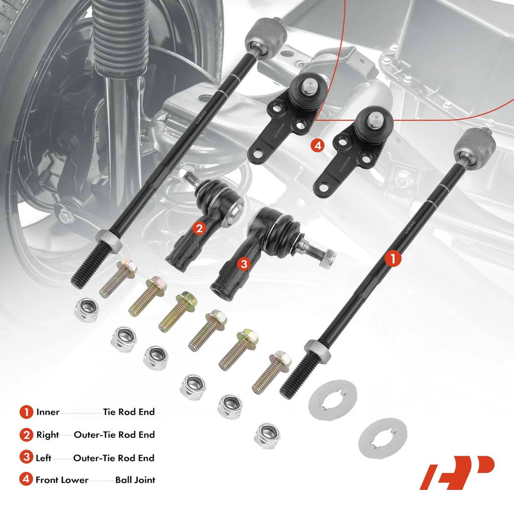 6x Front Lower Ball Joint Tie Rod End for Ford Focus (2000-2004)
