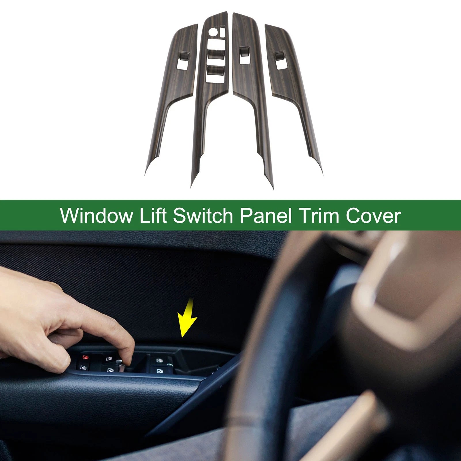 Window Lift Switch Panel Trim Cover for Toyota Venza (2021–2023) Peach Wood Grain
