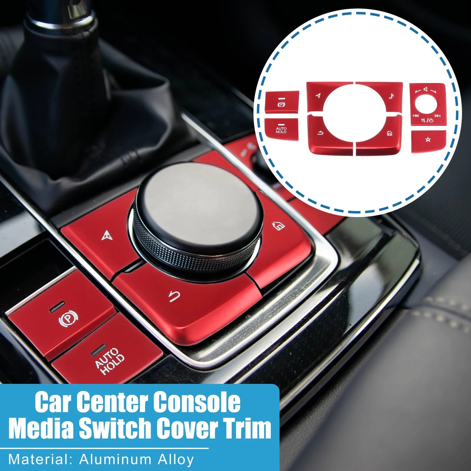 8pcs Center Console Media Panel Handbrake Cover Trim for Mazda 3 (2019–Present) Red