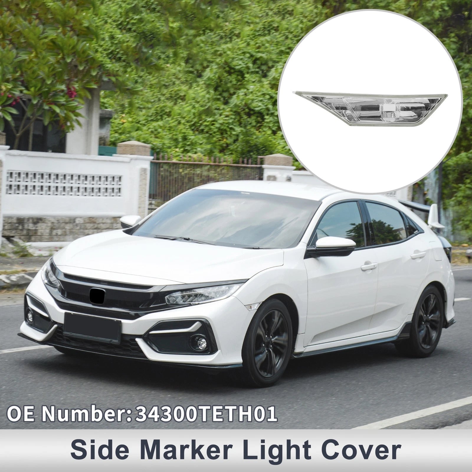 Right Side Marker Light Cover for Honda Civic (2016–2021) No. 34300TETH01 Clear