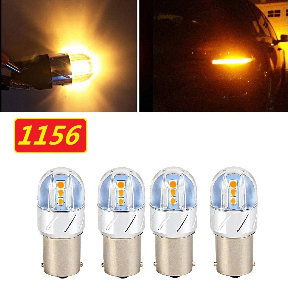 4X 1156 Yellow Amber LED Backup Reverse Turn Signal Lights for