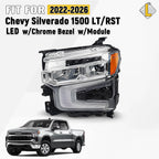 LED Headlight with Chrome Bezel for Chevy Silverado 1500 LT/RST (2022–2026)