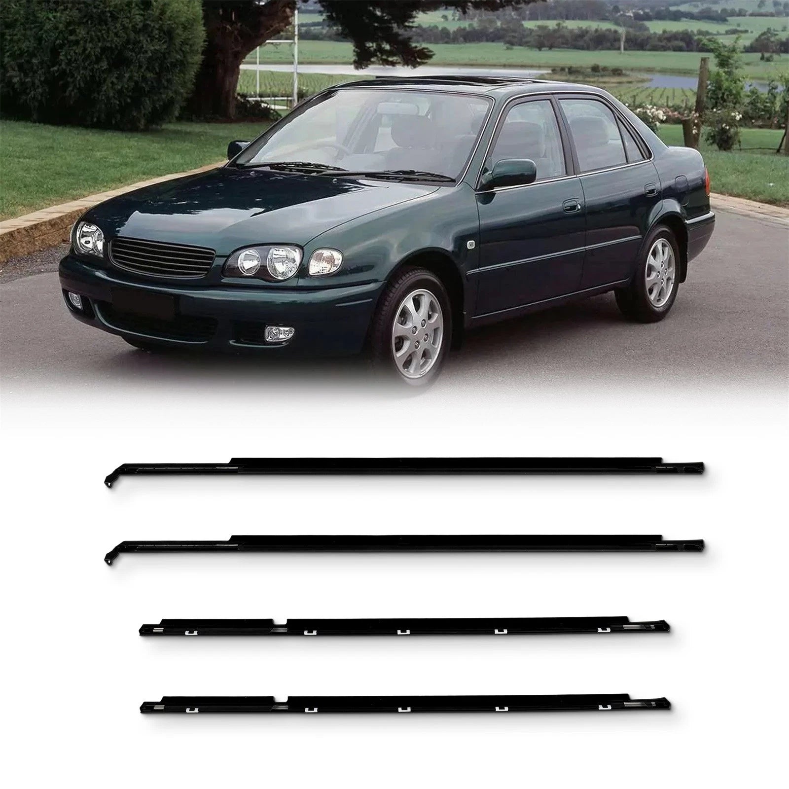 Set of 4 Door Outer Window Moulding Weatherstrip Seals for Toyota Corolla