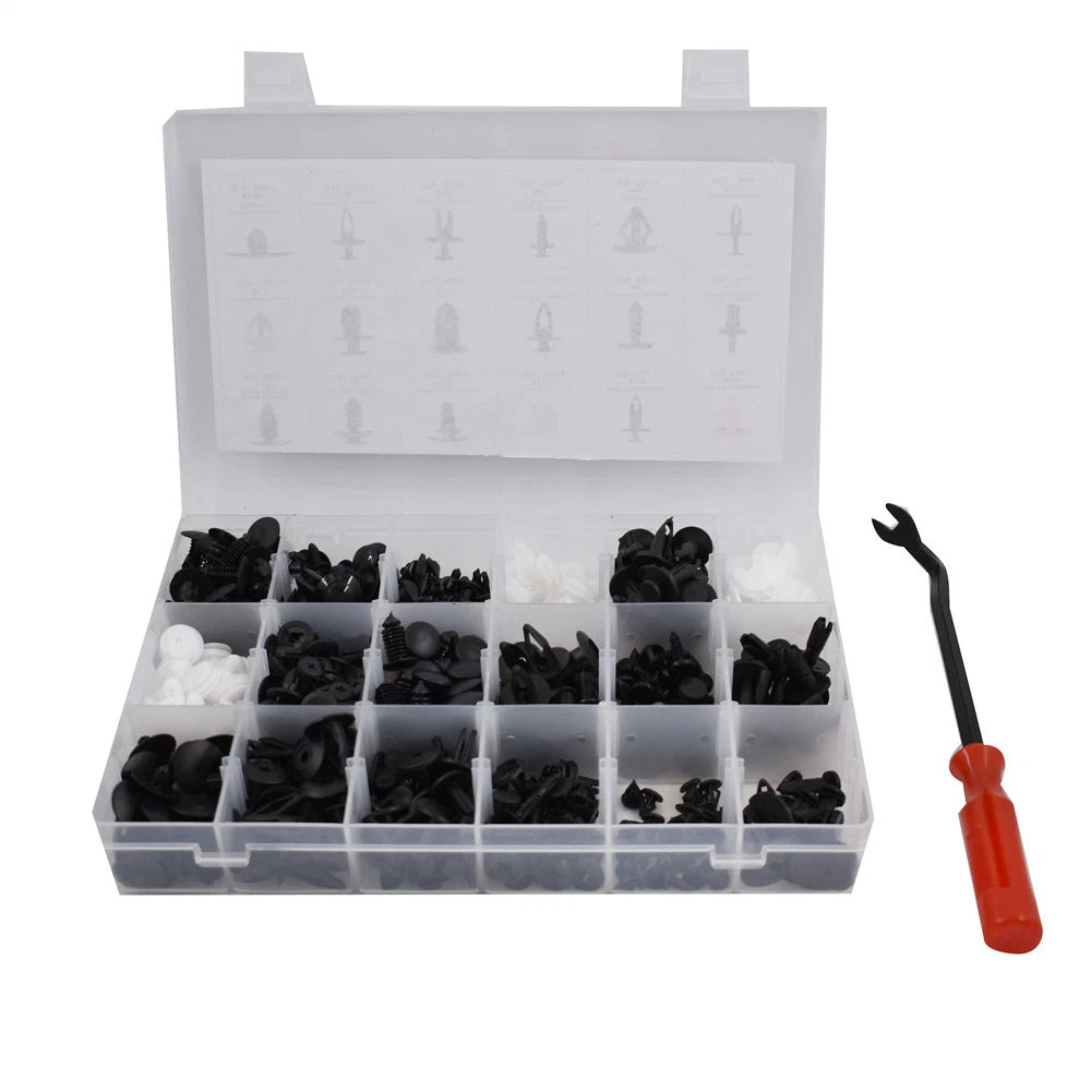 Set of 415 Plastic Rivets for Fender Bumper Clips with Remover Tool