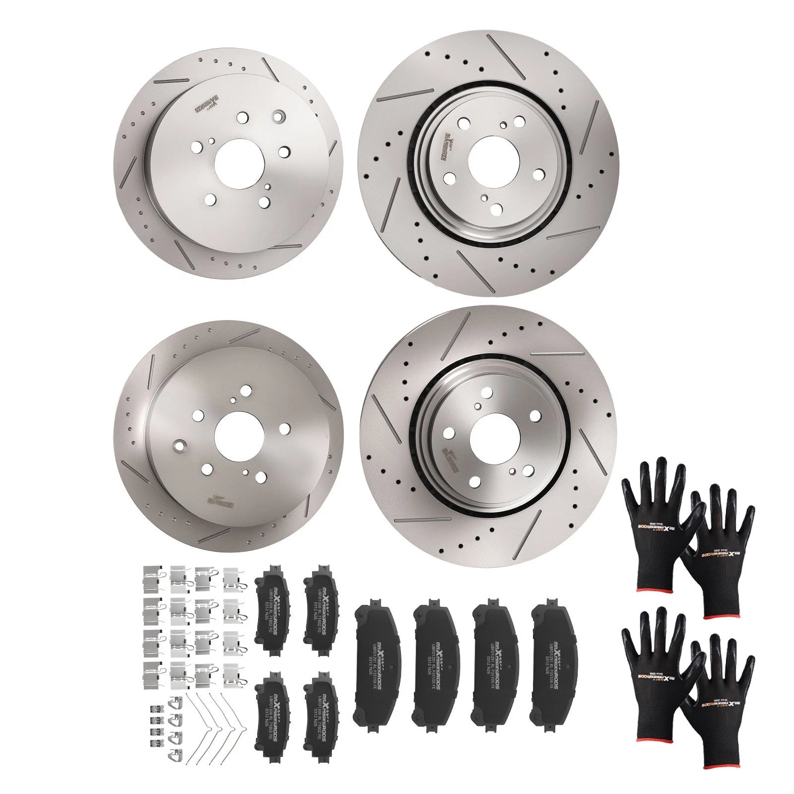 Brake Rotors and Pads Kit for Toyota Sienna Highlander/RX350 RX450h (2004–2023)
