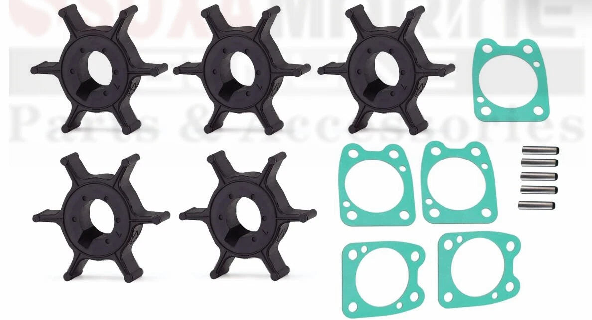 5pcs Water Pump Impeller with Key for Yamaha Mariner Outboard (6E0-44352-00)