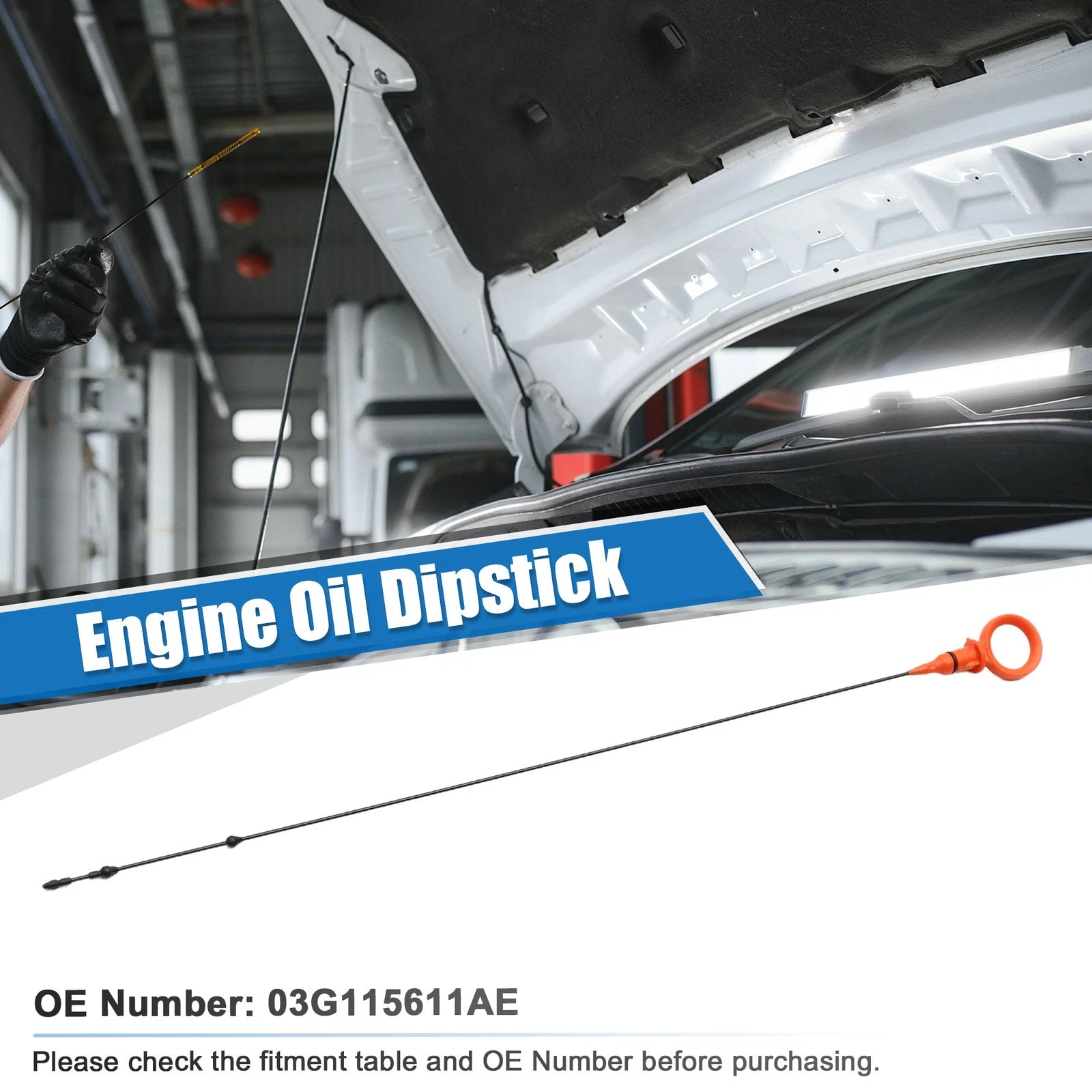 Engine Oil Level Indicator Dipstick for Audi A4 B7 A6 C6 (2005–2008) No. 03G115611AE