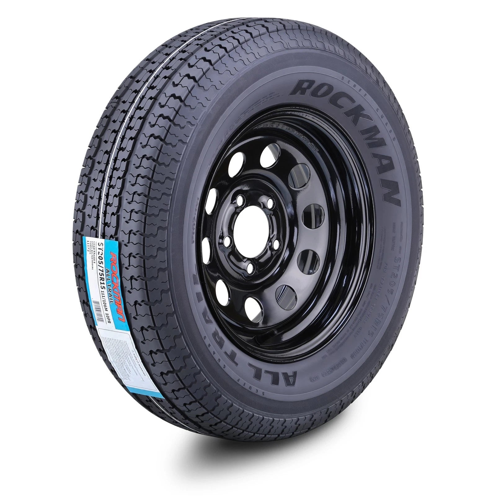 ROCKMAN ST205/75R15 10-Ply Trailer Tire for 5x4.5 Wheel (E HD)