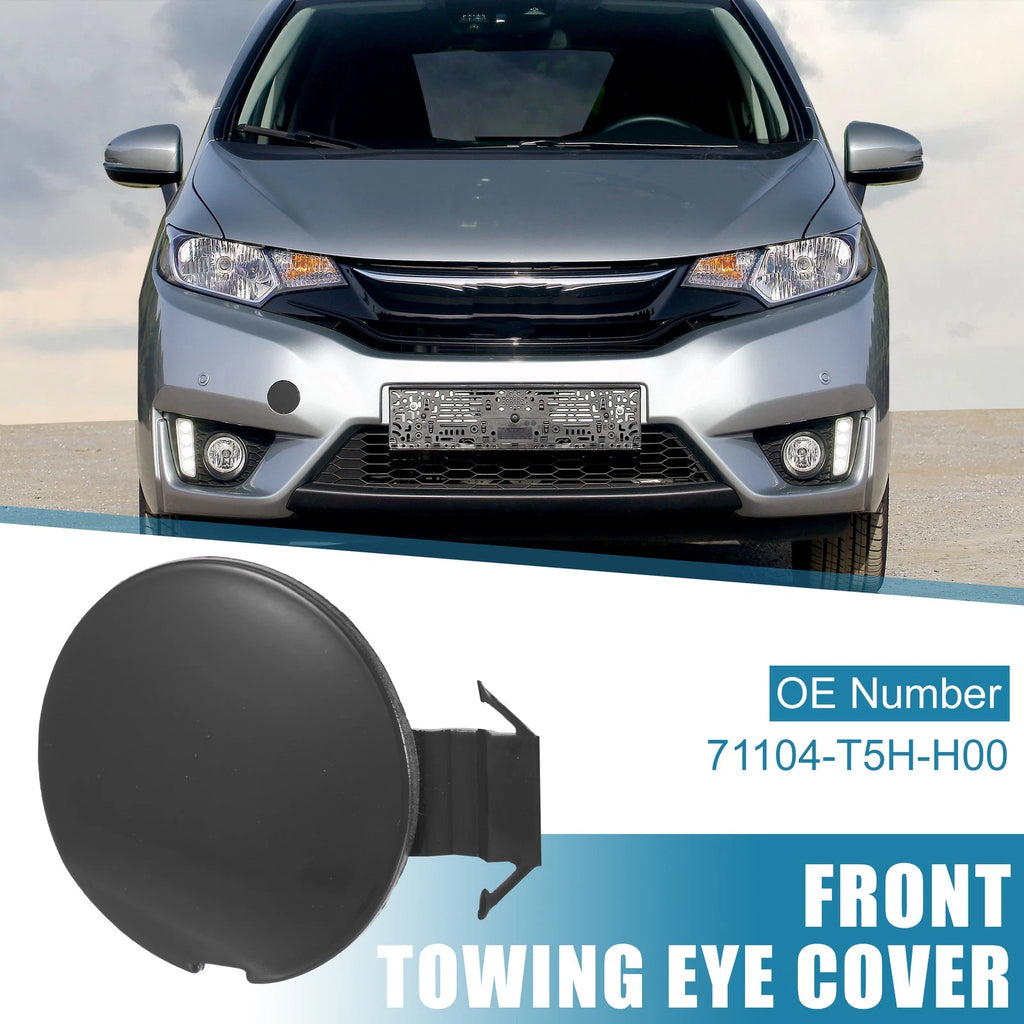 Front Bumper Tow Hook Cover 71104-T5H-H00 for Honda Fit Jazz (2014–2017) Matte Black