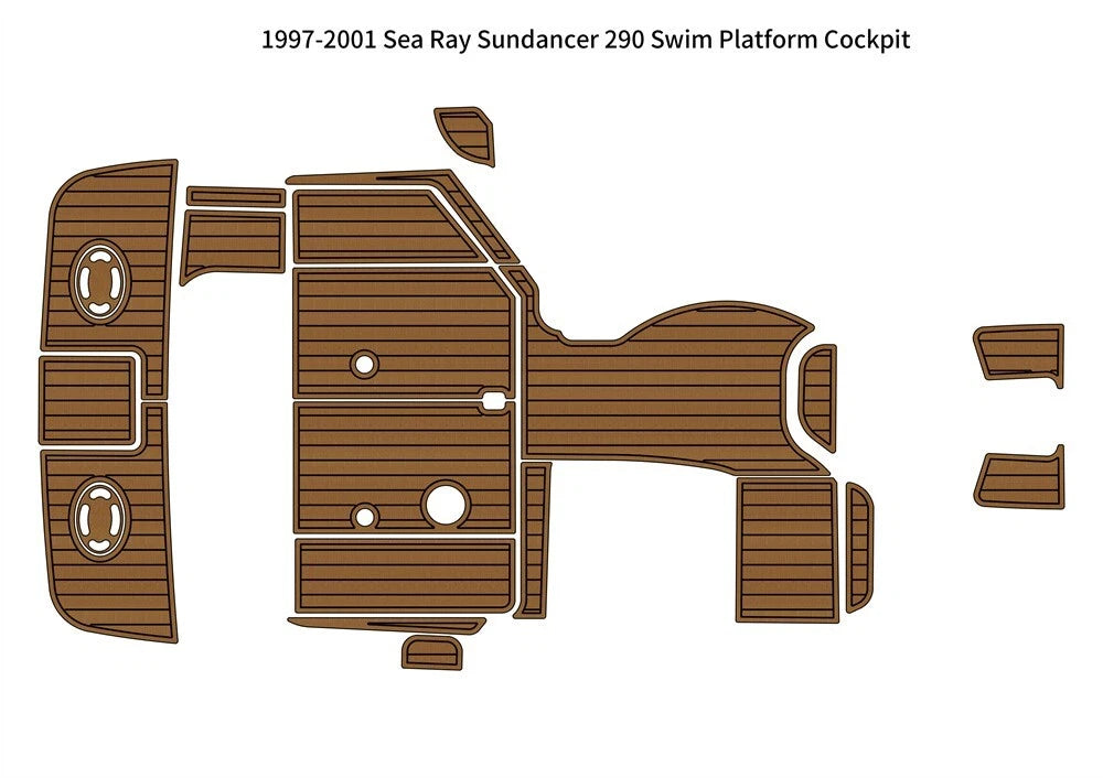 Swim Platform Cockpit Pad for Sea Ray Sundancer 290 (1997–2001) - EVA Teak Flooring