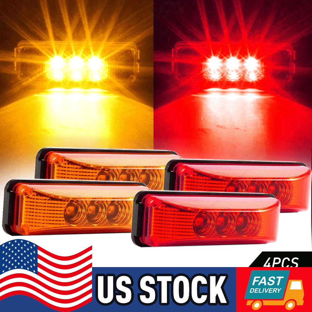 Set of 4 LED Side Marker Clearance Lights for Trailer Truck RV
