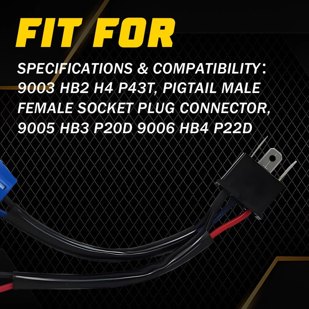 2X 9003 HB2 to 9005 HB3 9006 HB4 Headlight Conversion Wiring Harness Adapter