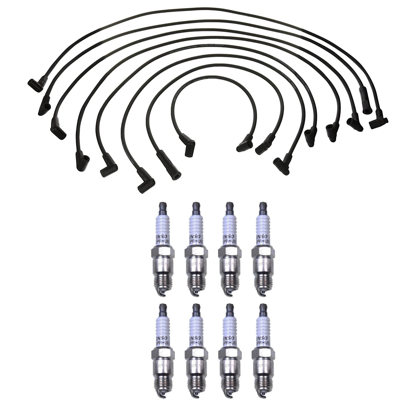 Denso 8mm Wire Set & 8 U-Groove Spark Plugs Kit for Chevy 5.0L 5.7L
