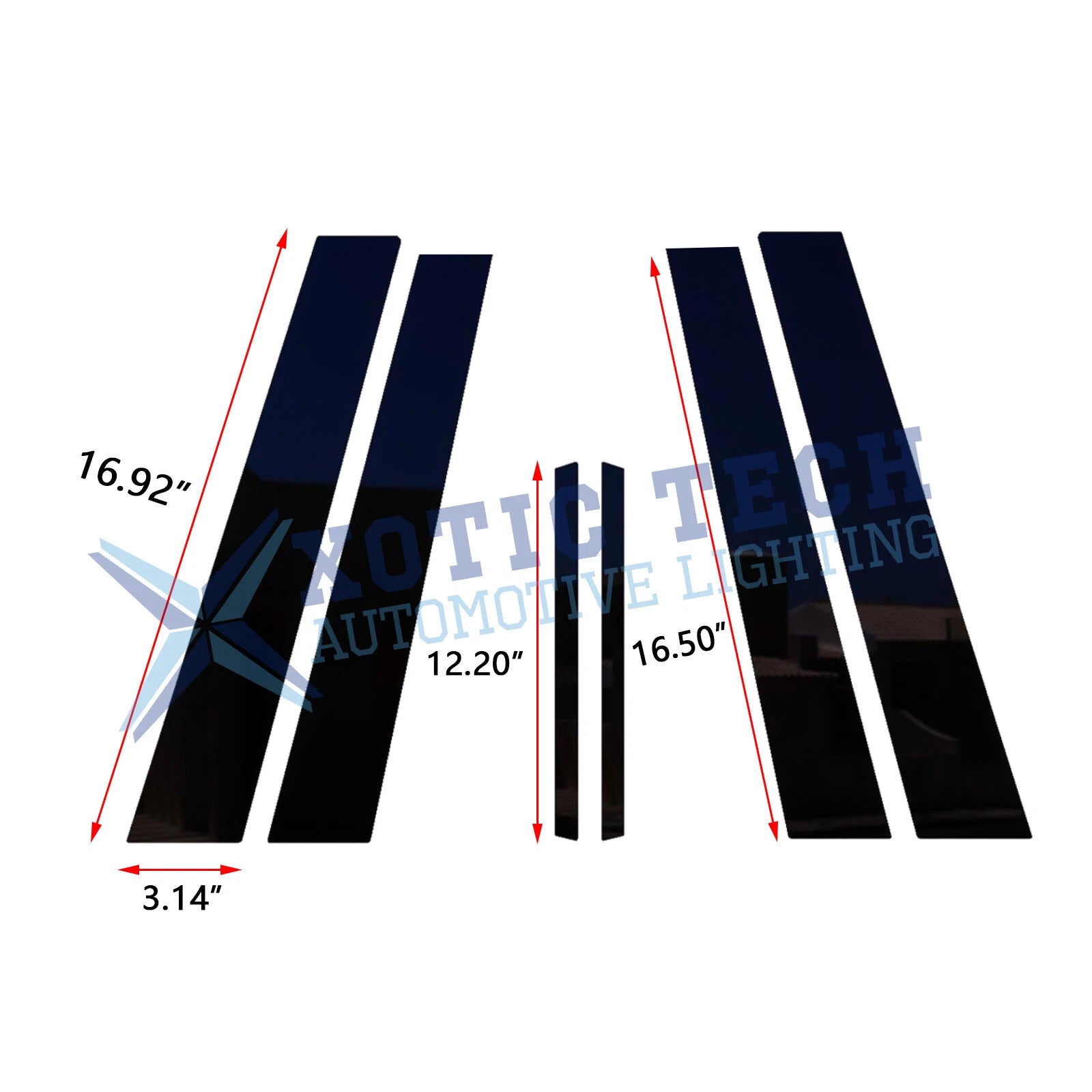 Black Pre-Cut Window Pillar Posts Molding Trim Cover for Honda Accord (2003-2007)