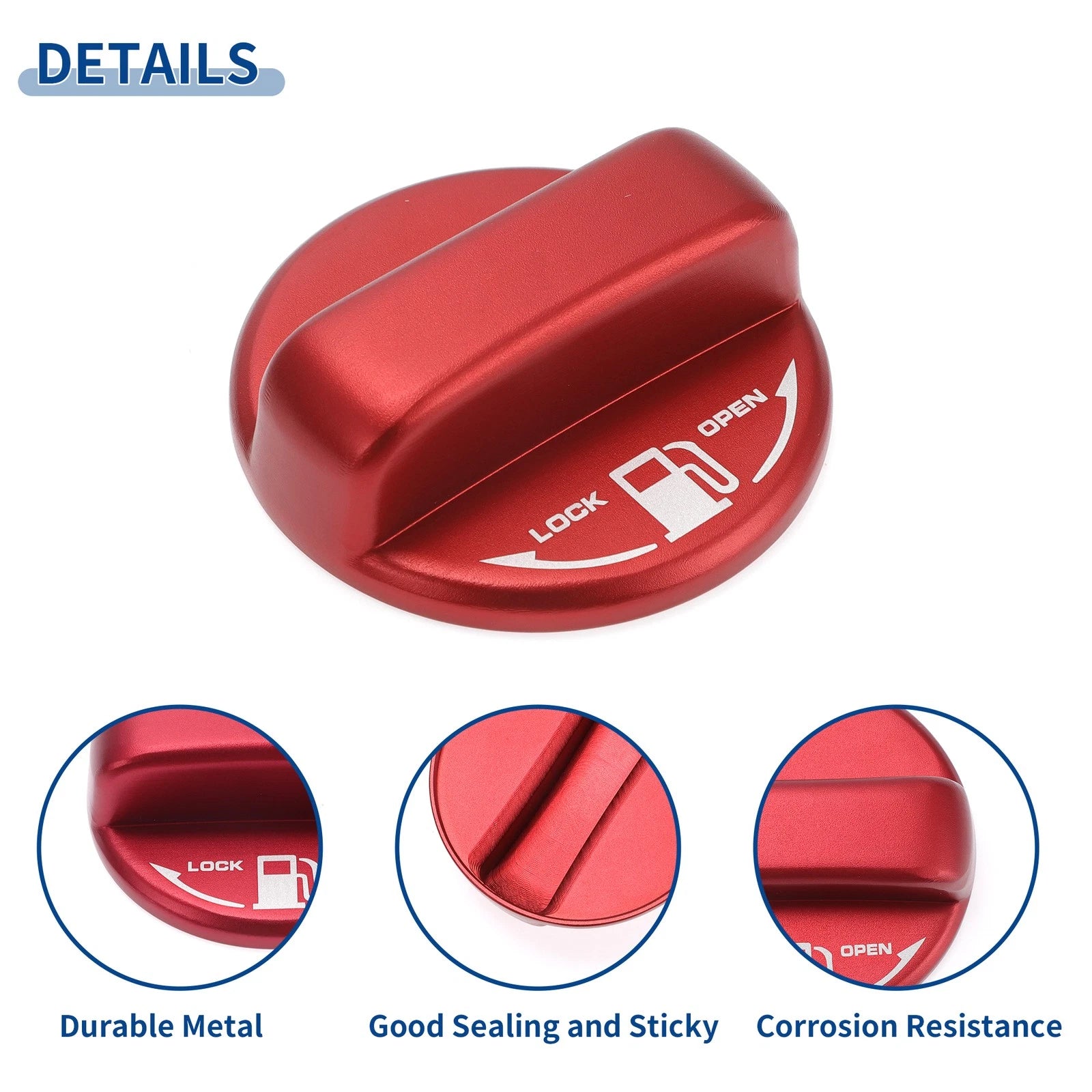 Metal Gas Fuel Tank Cap Cover Trim Sticker Red for Toyota Hiace (2005–2023)